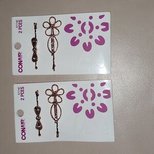 BNIP Conair (2 packages) bow and flower with rhinestone hair clips